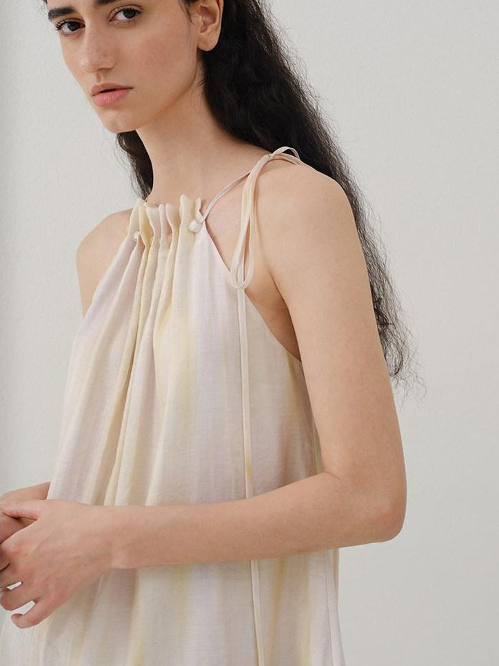 someonesometimes Original Mesh Patchwork Epaulette Loose Striped Women Halter Crop Tops