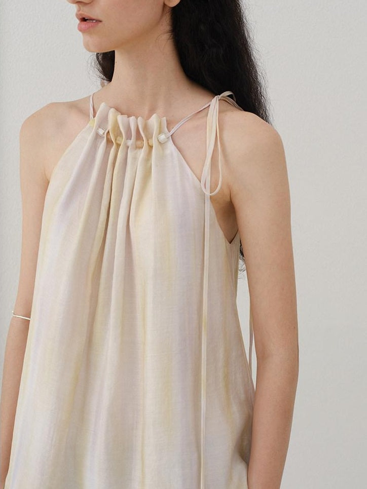 someonesometimes Original Mesh Patchwork Epaulette Loose Striped Women Halter Crop Tops