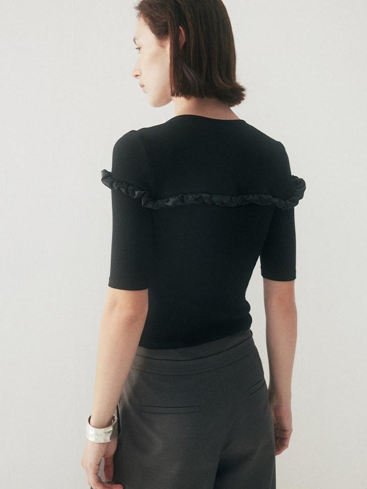 someonesometimes Original Pleated Low Rise Pocket Detail Unisex Black Wide Leg Pants