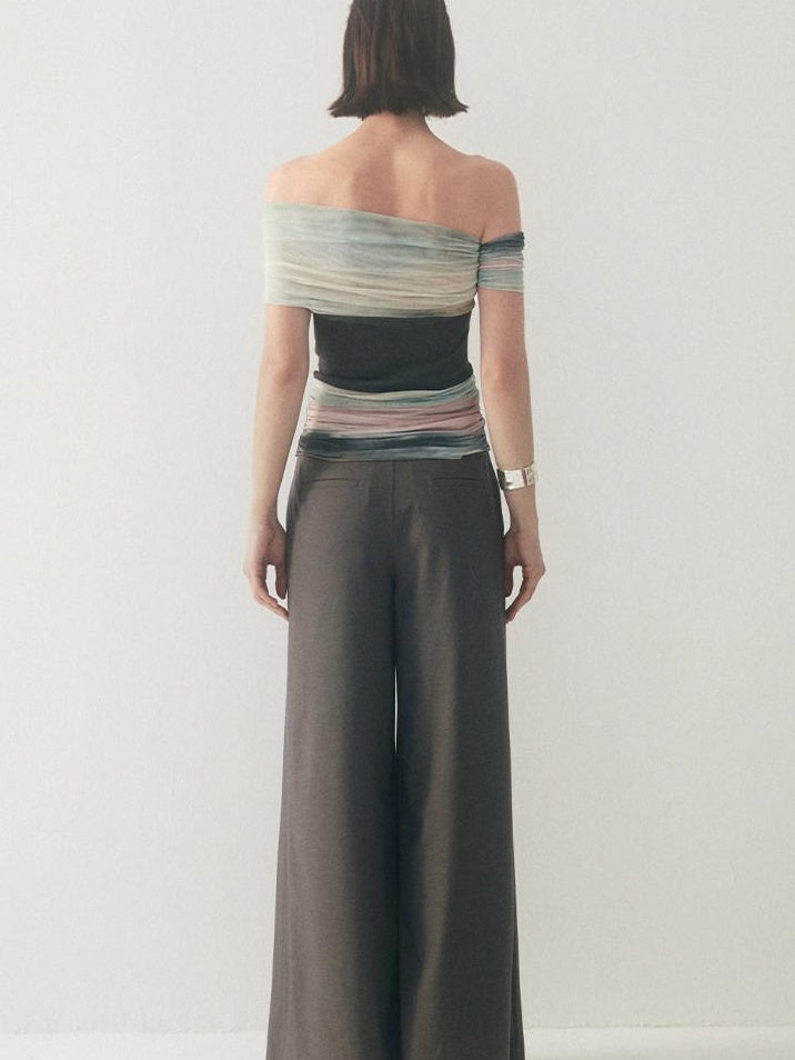 someonesometimes Original Pleated Low Rise Pocket Detail Unisex Black Wide Leg Pants