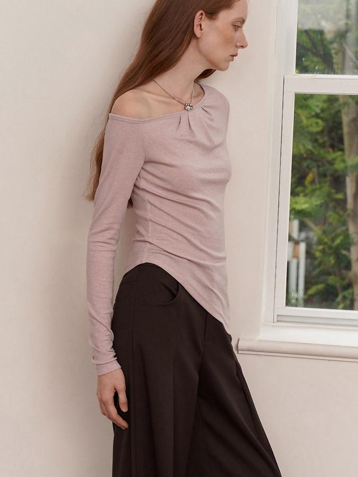 someonesometimes Original Pleated Low Waist Women Pine Brown Polyester Blend Wide Leg Pants