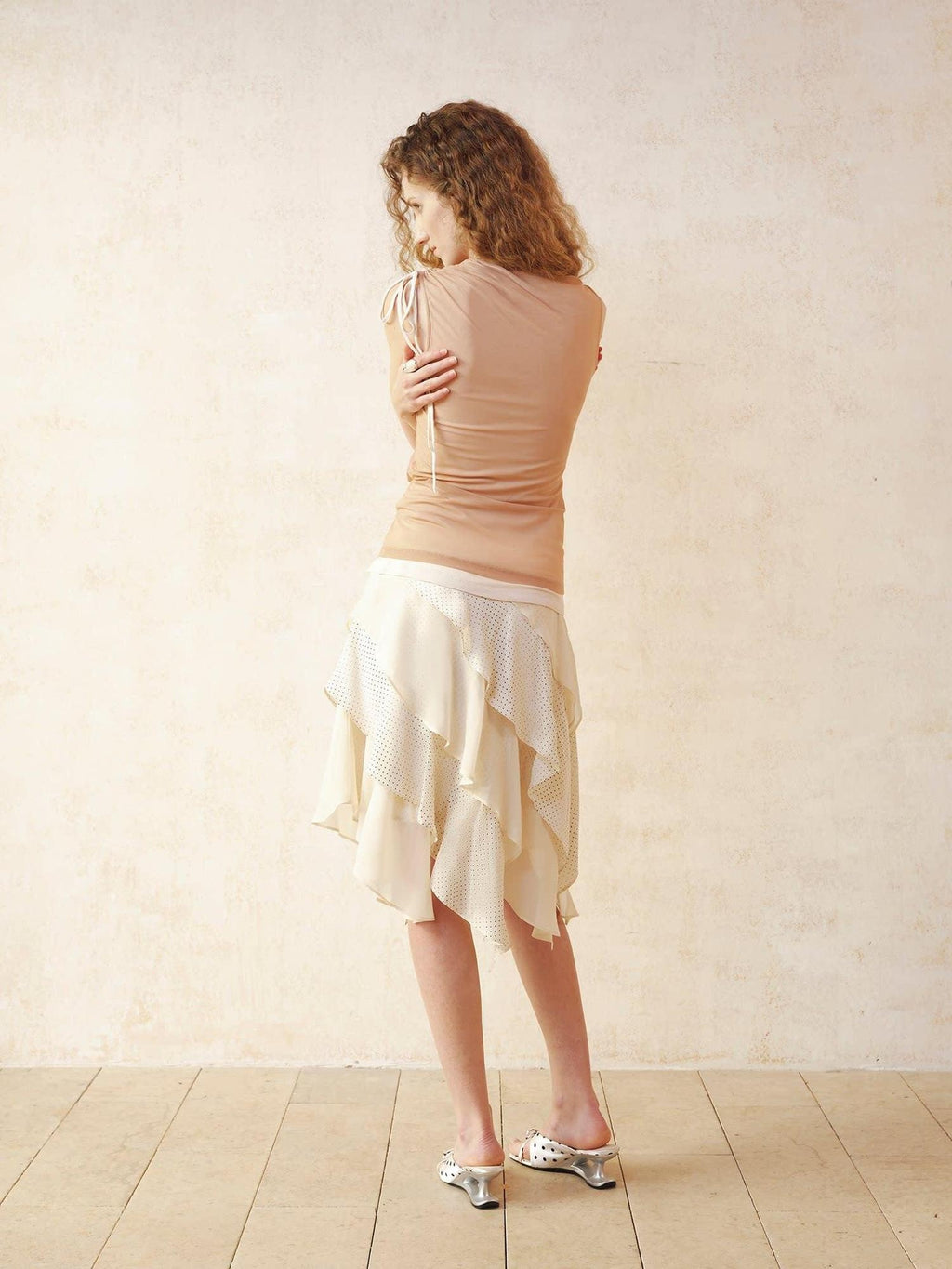 someonesometimes Patchwork A Line Asymmetric Mid Waist Cotton Blend Side Zipper Women Midi Skirts