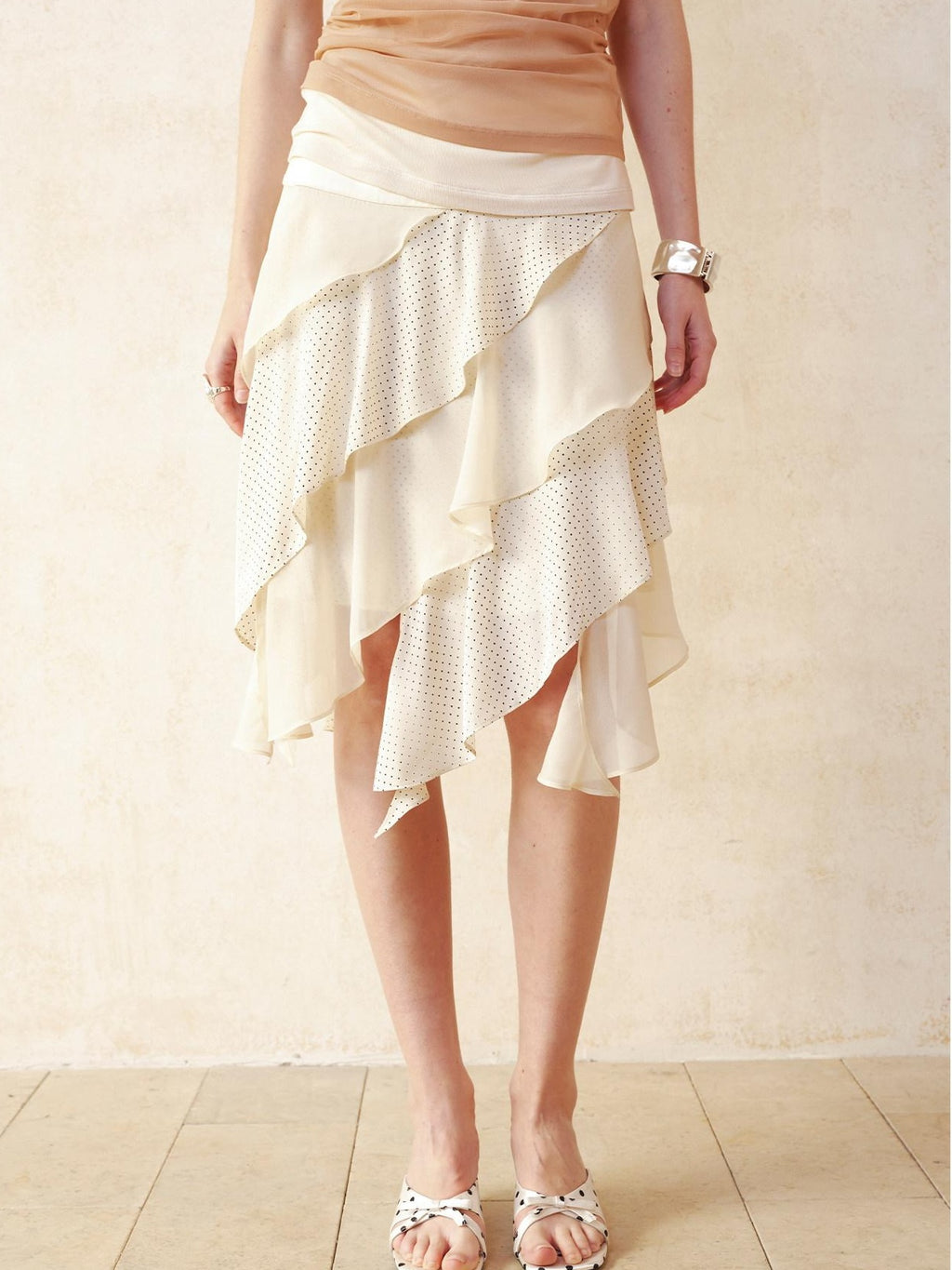 someonesometimes Patchwork A Line Asymmetric Mid Waist Cotton Blend Side Zipper Women Midi Skirts