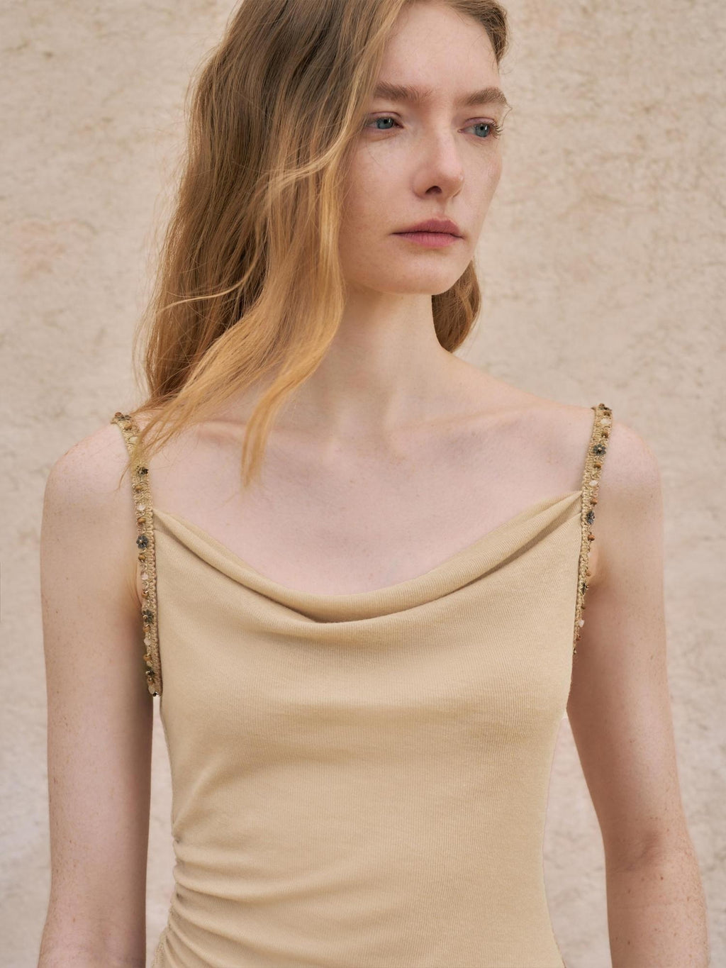 someonesometimes Pleated Zipper Slim Fit Chic Minimalist Women Recycled Fabric Camisoles
