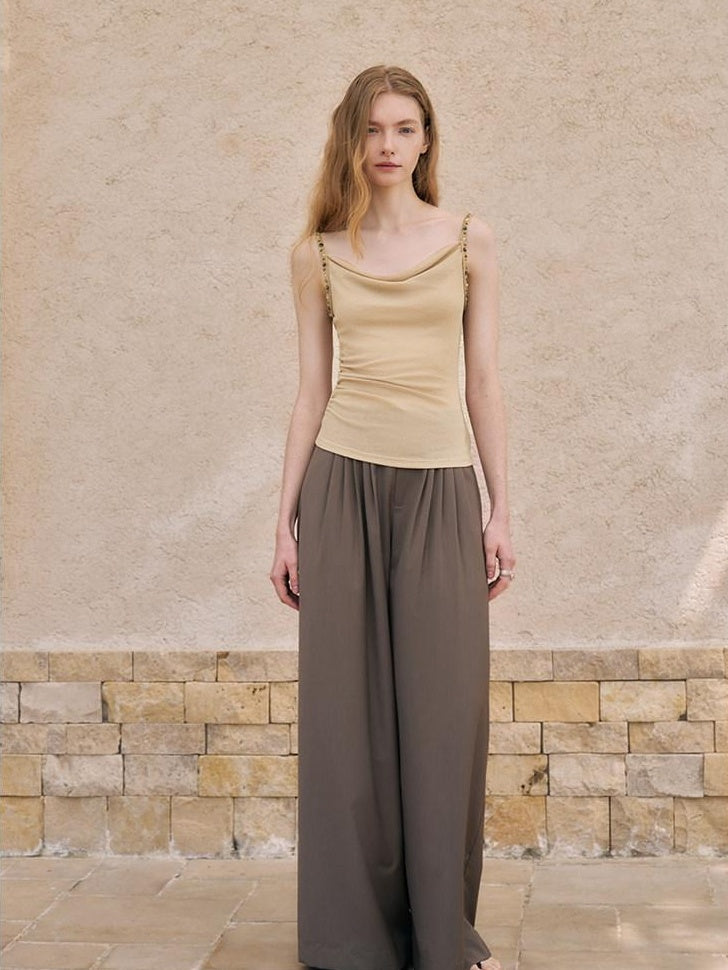 someonesometimes Pleated Zipper Slim Fit Chic Minimalist Women Recycled Fabric Camisoles
