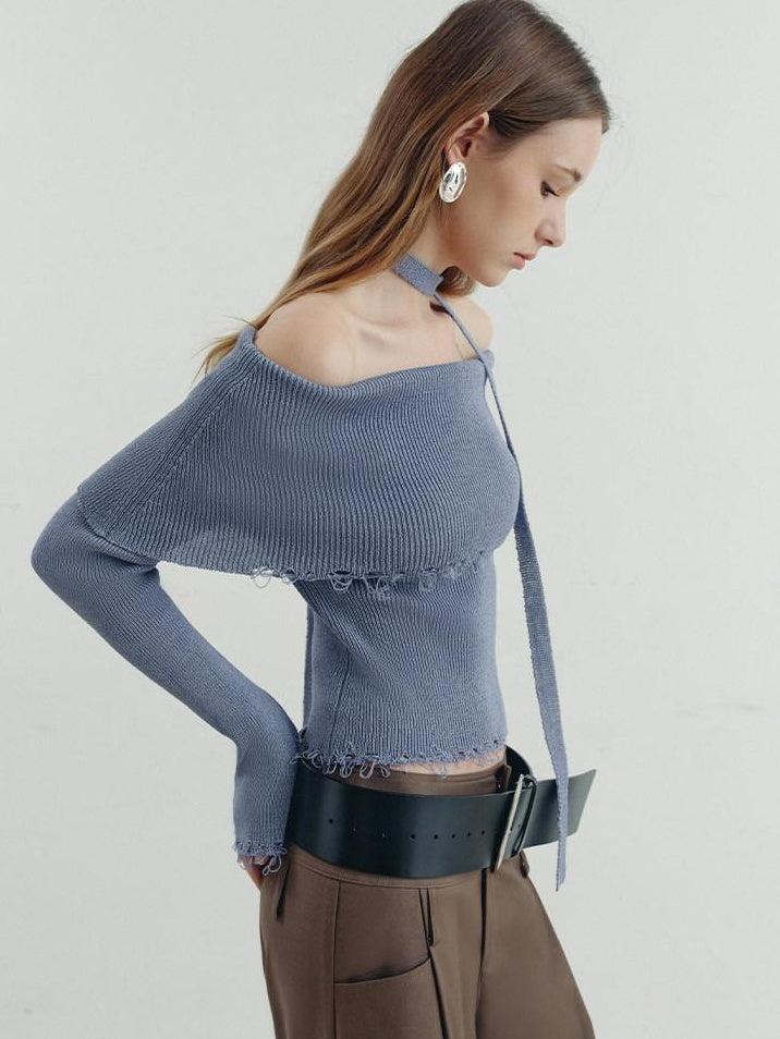 someonesometimes Poly Cotton Blend Minimal Commuter Slim Fit Boat Neck Knit Pullover Sweaters