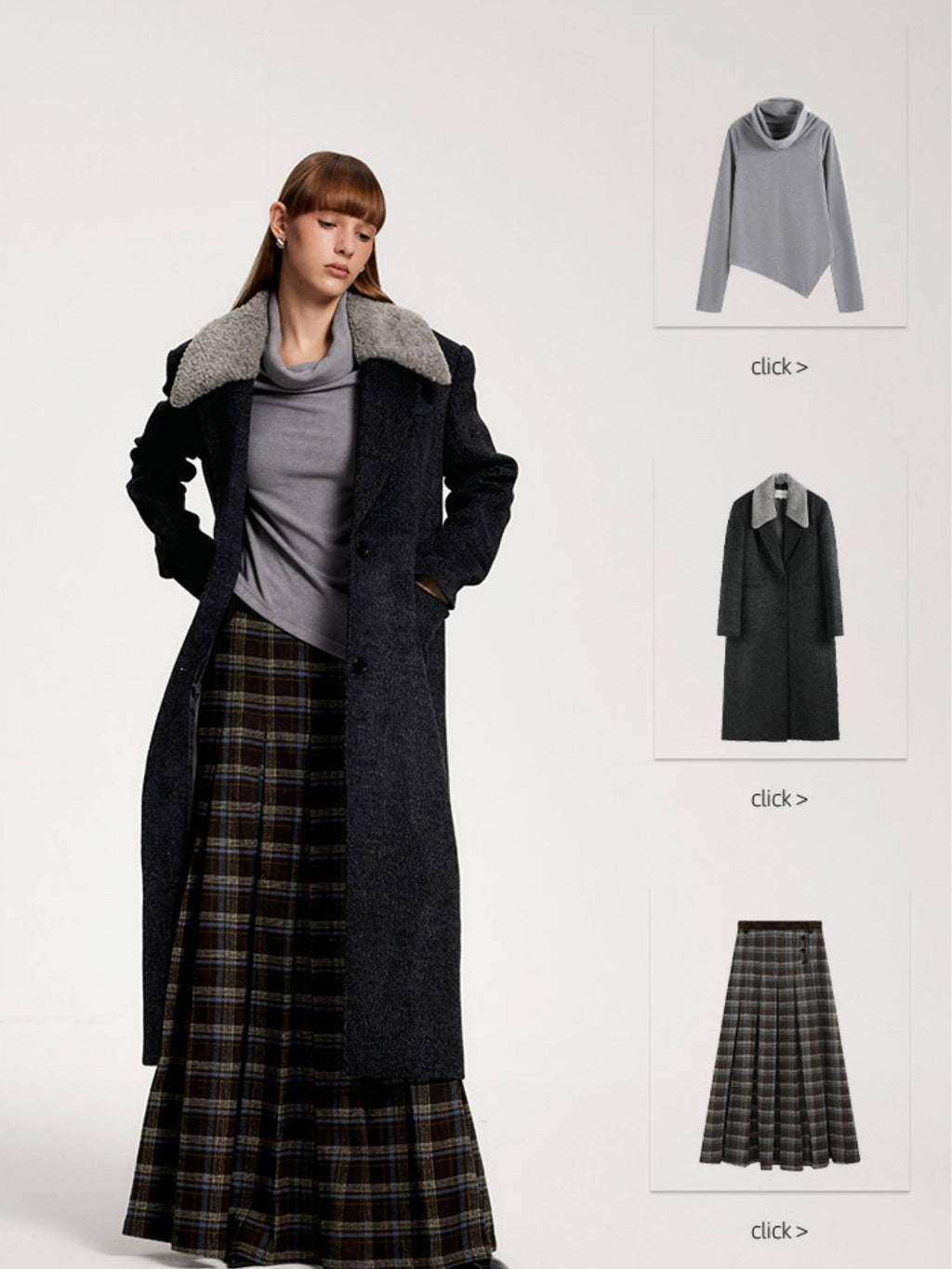 someonesometimes Premium 70 Wool Blend Long Single Breasted Commuter Women Charcoal Wool Coats