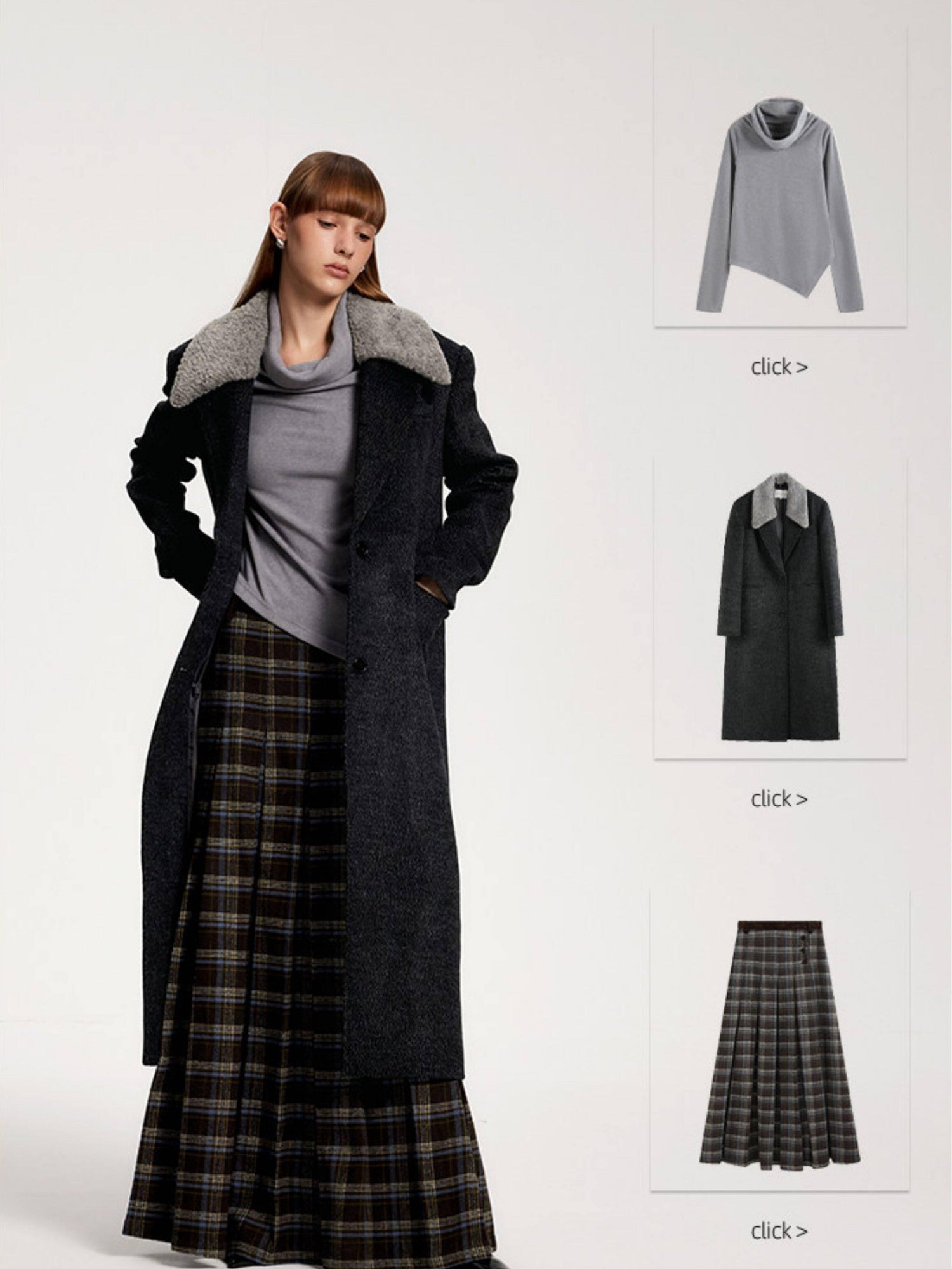 someonesometimes Premium 70 Wool Blend Long Single Breasted Commuter Women Charcoal Wool Coats