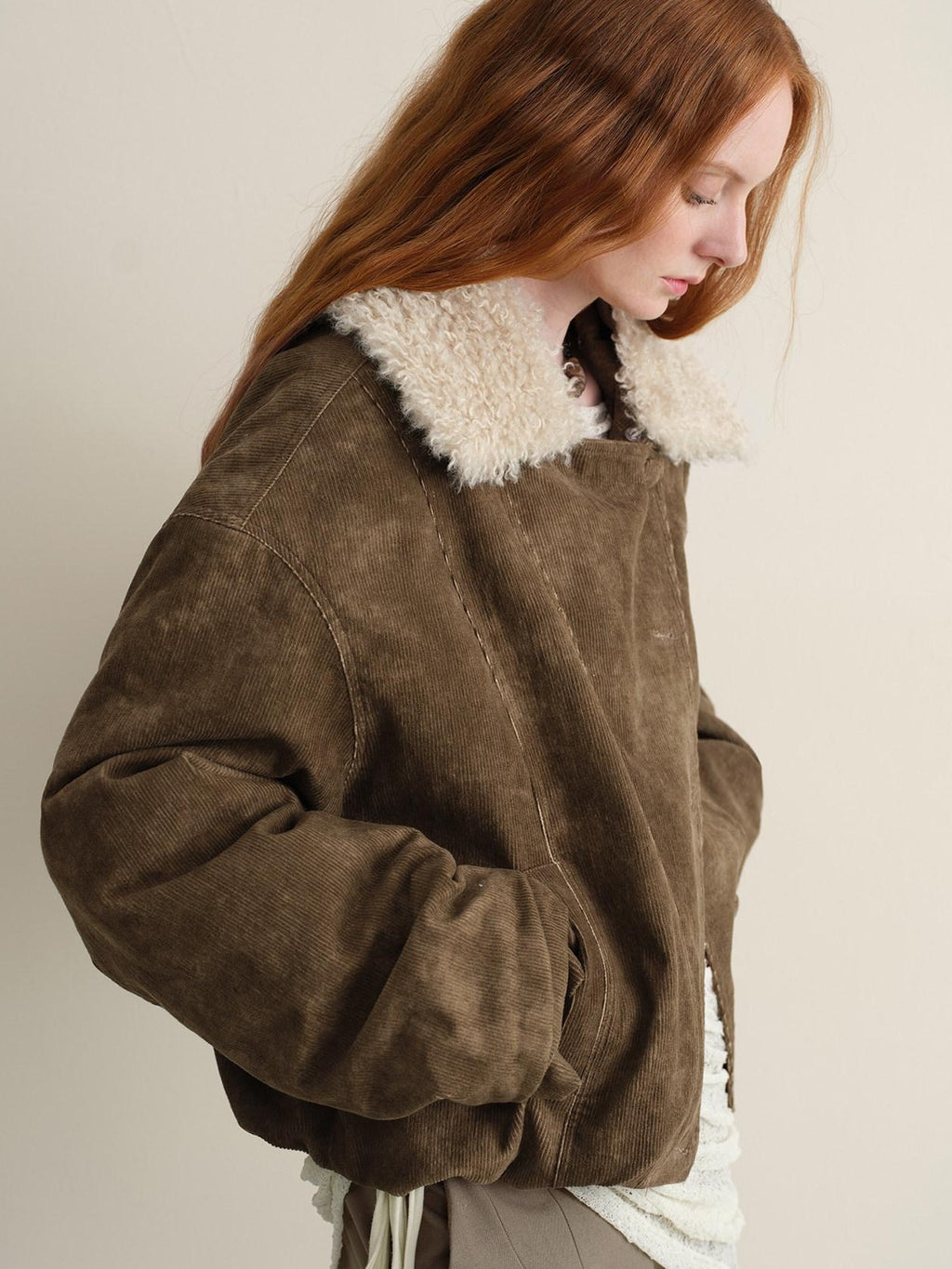 someonesometimes Pure Cotton Casual Loose Short Length Lapel Collar Zipper Women Cropped Jackets