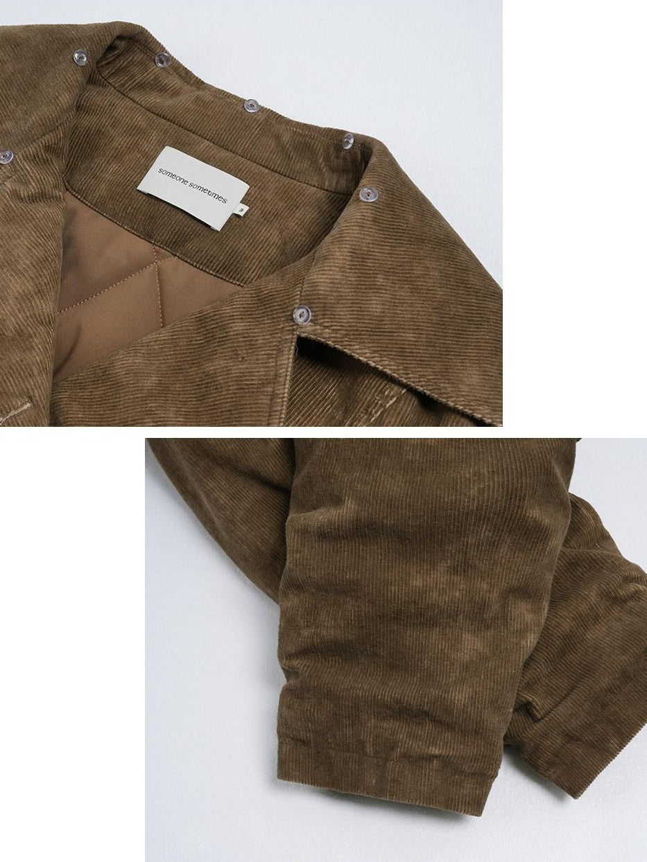 someonesometimes Pure Cotton Casual Loose Short Length Lapel Collar Zipper Women Cropped Jackets