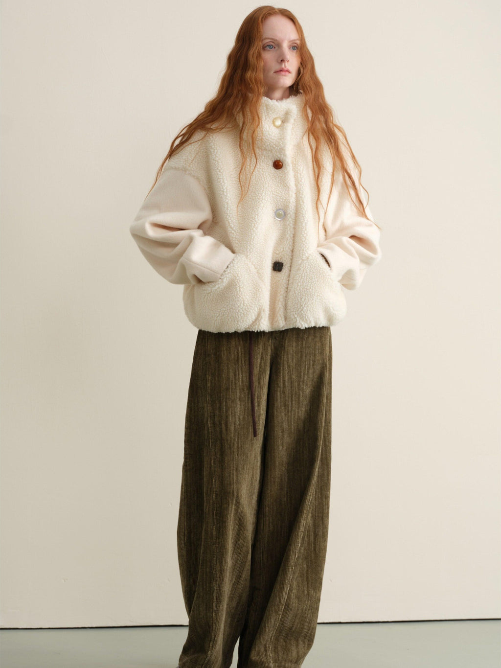 someonesometimes Pure Cotton Washed Vintage Balloon Natural Waist Moss Green Women Chinos