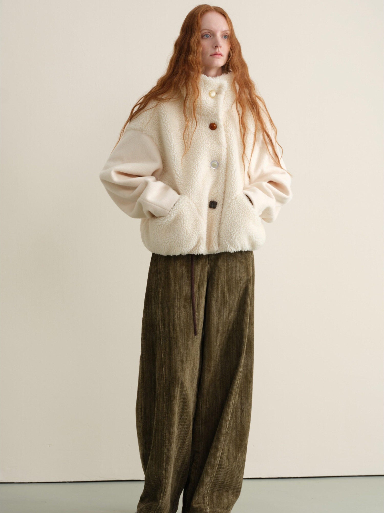 someonesometimes Pure Cotton Washed Vintage Balloon Natural Waist Moss Green Women Chinos