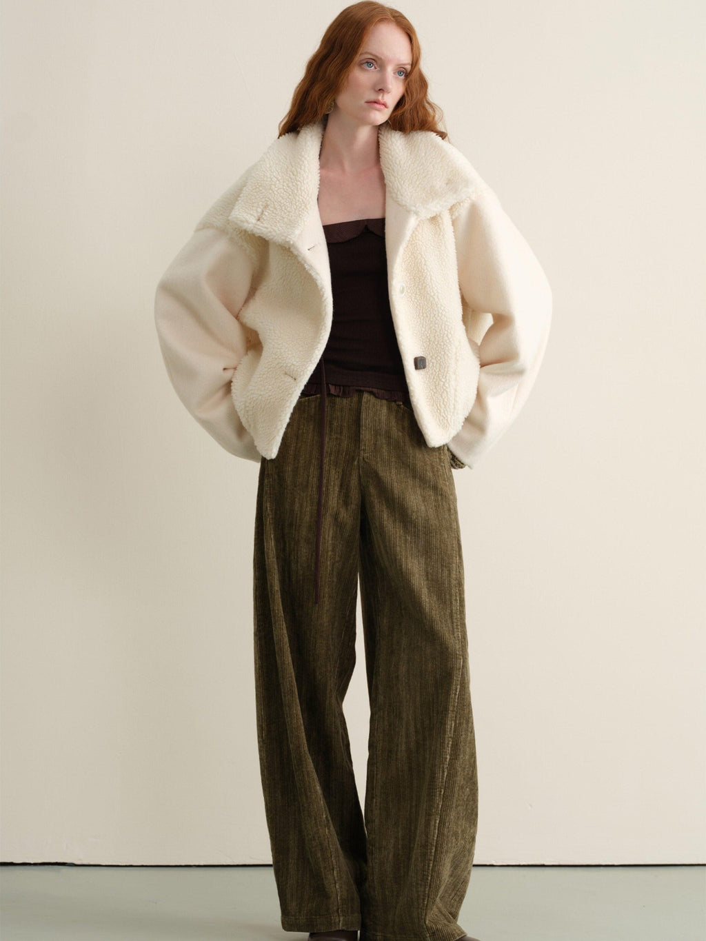someonesometimes Pure Cotton Washed Vintage Balloon Natural Waist Moss Green Women Chinos