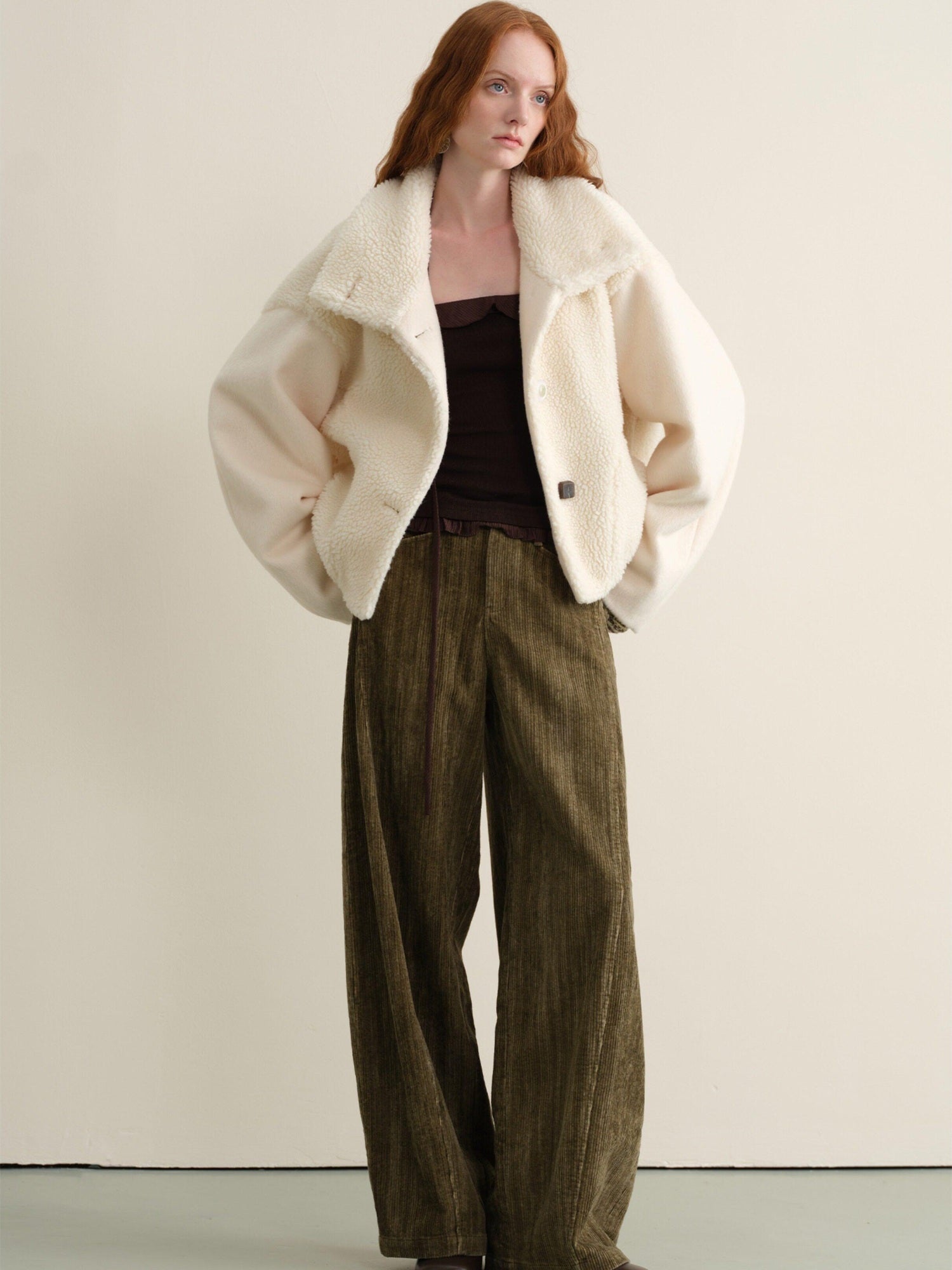 someonesometimes Pure Cotton Washed Vintage Balloon Natural Waist Moss Green Women Chinos