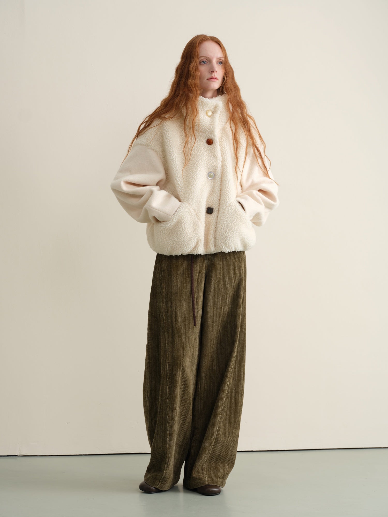 someonesometimes Pure Cotton Washed Vintage Balloon Natural Waist Moss Green Women Chinos