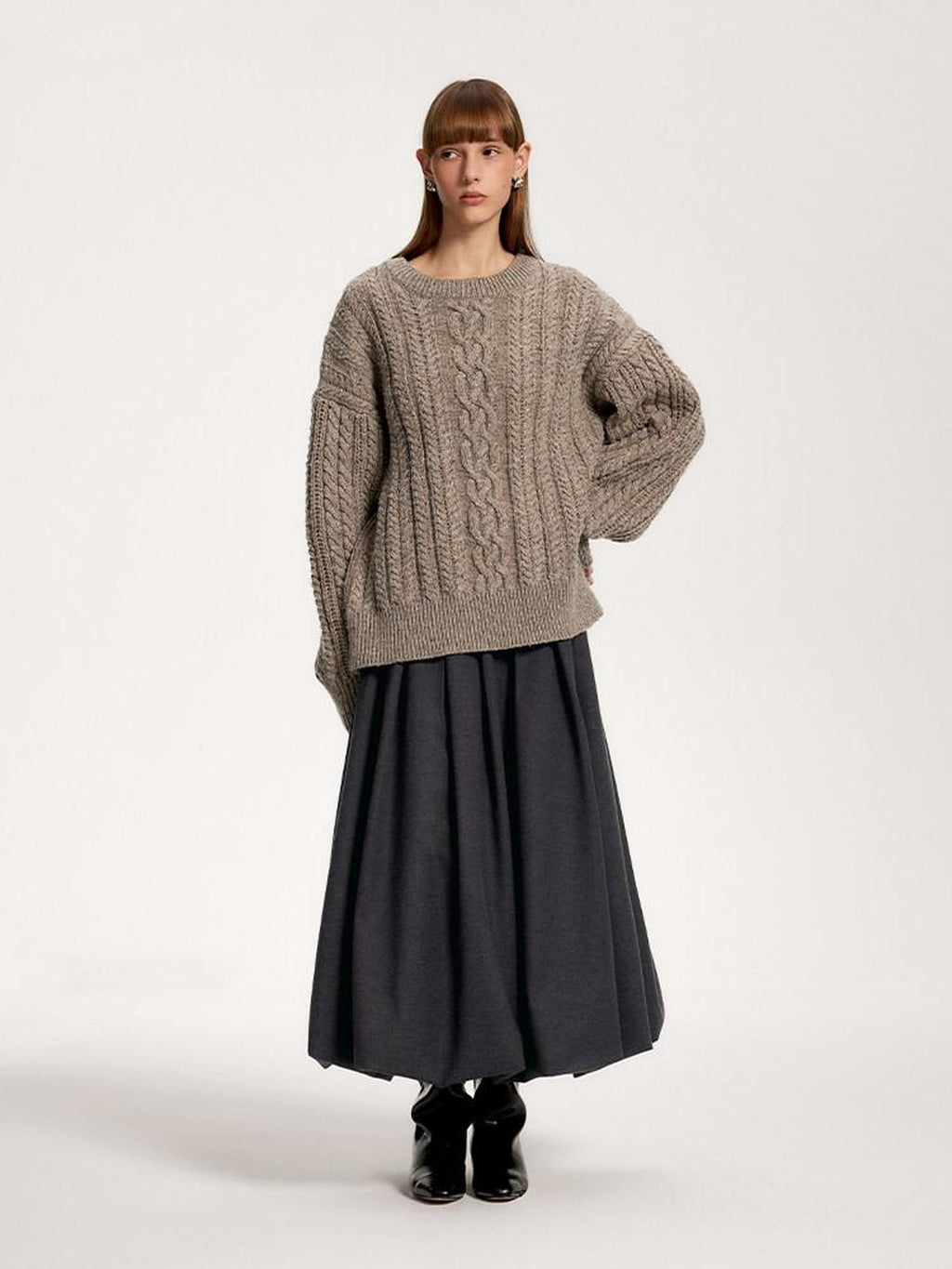 someonesometimes Recycled Blend Commuter Loose Fit Round Neck Knit Pullover Women Sweaters