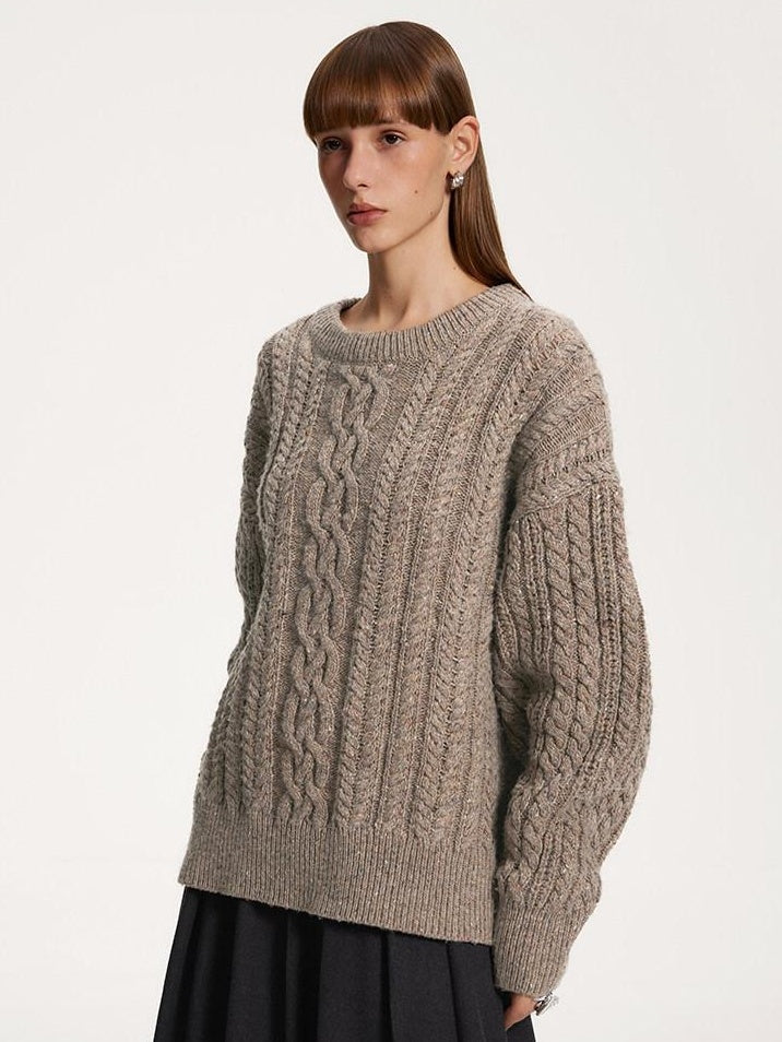 someonesometimes Recycled Blend Commuter Loose Fit Round Neck Knit Pullover Women Sweaters