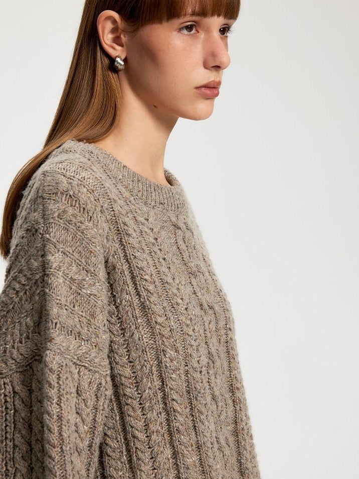 someonesometimes Recycled Blend Commuter Loose Fit Round Neck Knit Pullover Women Sweaters