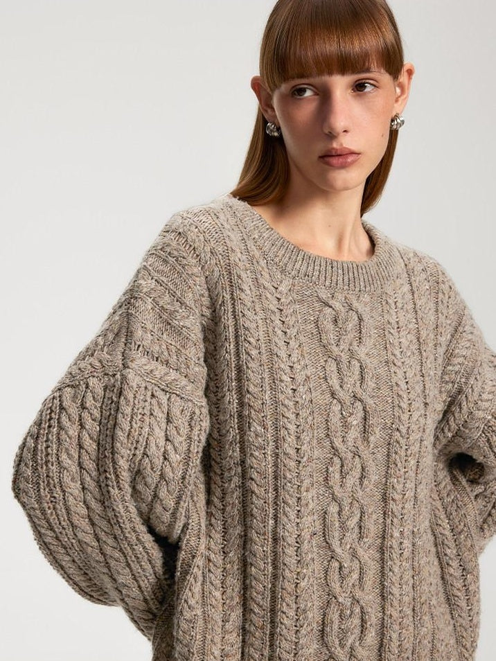 someonesometimes Recycled Blend Commuter Loose Fit Round Neck Knit Pullover Women Sweaters