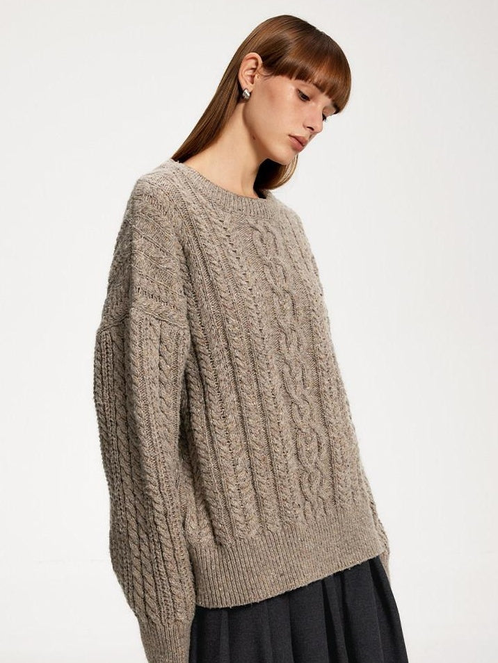 someonesometimes Recycled Blend Commuter Loose Fit Round Neck Knit Pullover Women Sweaters