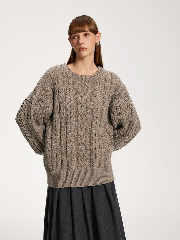 someonesometimes Recycled Blend Commuter Loose Fit Round Neck Knit Pullover Women Sweaters