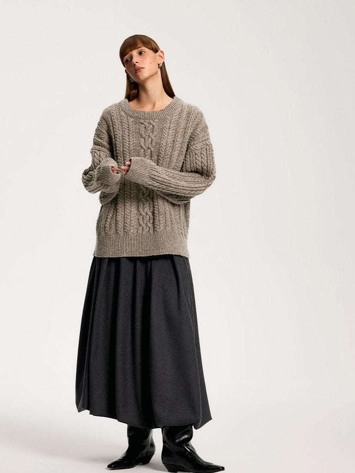 someonesometimes Recycled Blend Commuter Loose Fit Round Neck Knit Pullover Women Sweaters