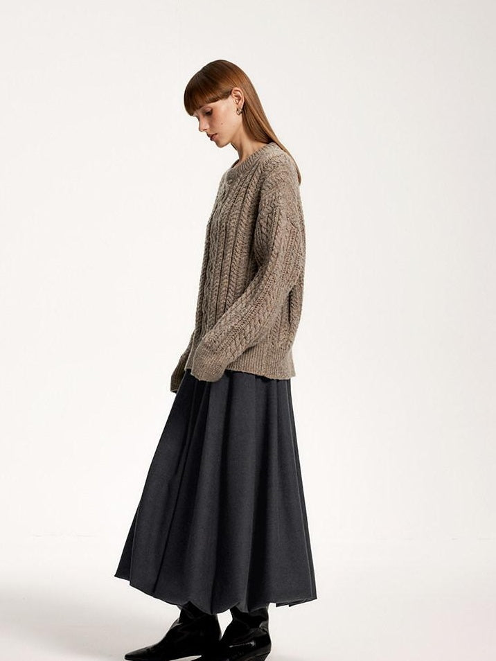 someonesometimes Recycled Blend Commuter Loose Fit Round Neck Knit Pullover Women Sweaters