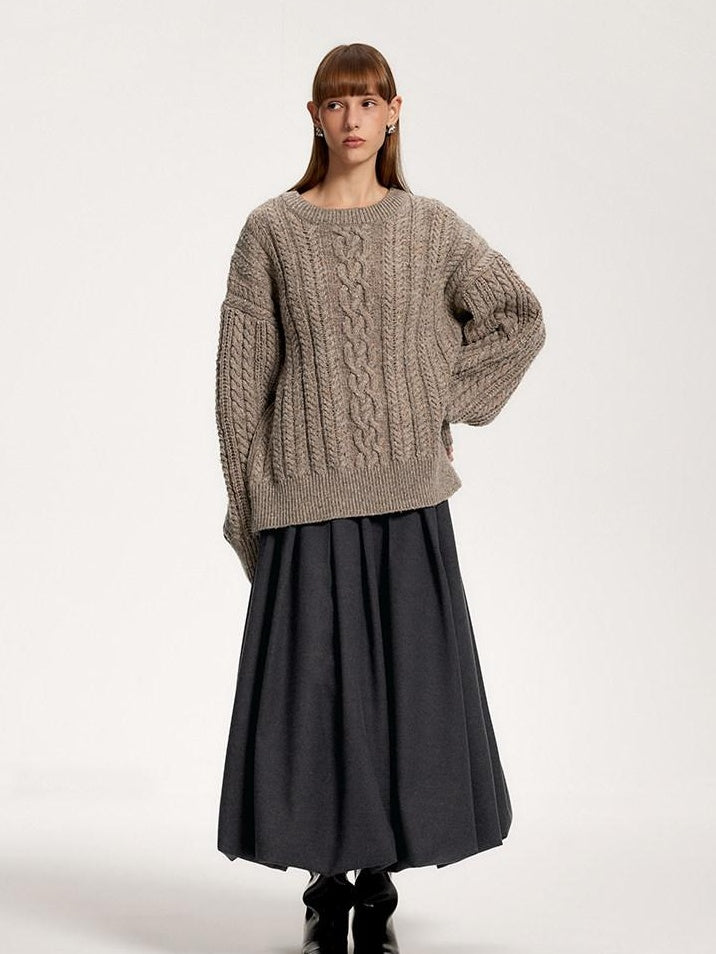 someonesometimes Recycled Blend Commuter Loose Fit Round Neck Knit Pullover Women Sweaters