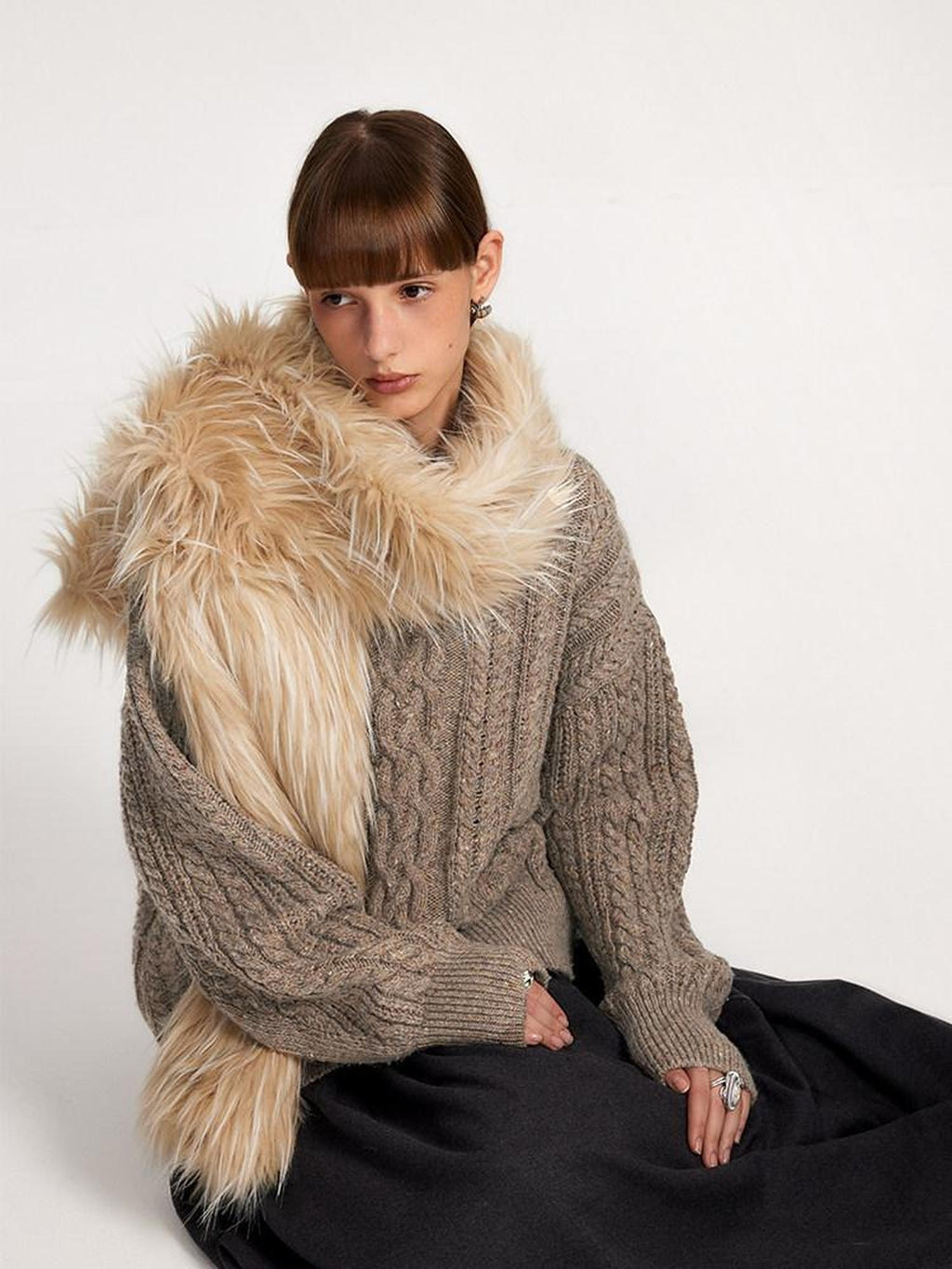 someonesometimes Recycled Blend Commuter Loose Fit Round Neck Knit Pullover Women Sweaters