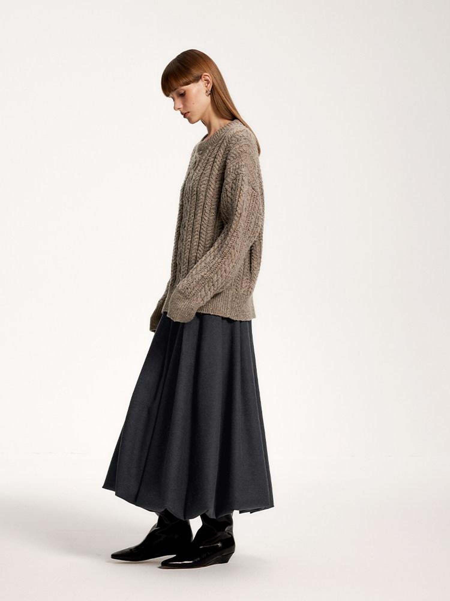 someonesometimes Recycled Blend Commuter Loose Fit Round Neck Knit Pullover Women Sweaters