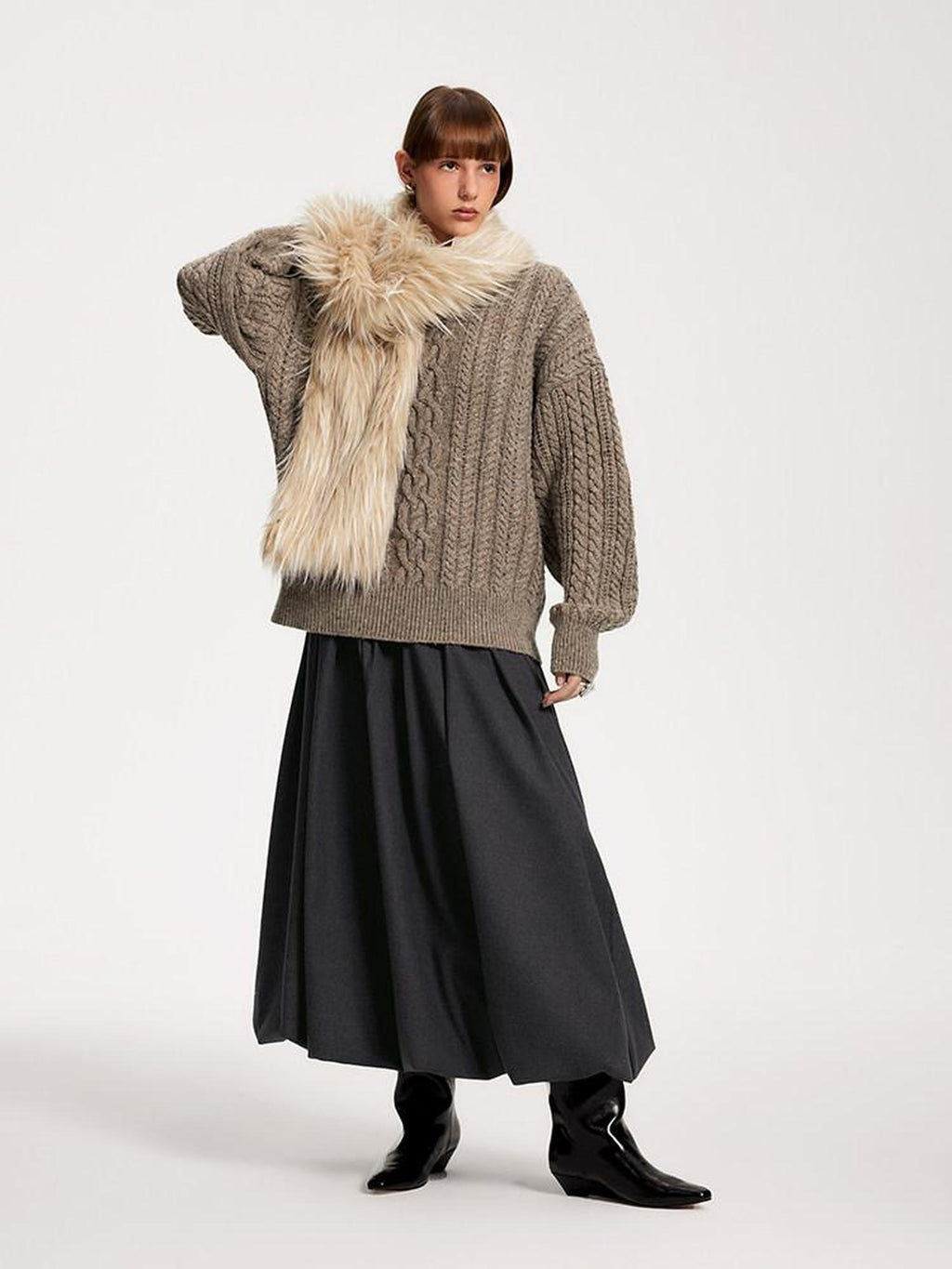 someonesometimes Recycled Blend Commuter Loose Fit Round Neck Knit Pullover Women Sweaters
