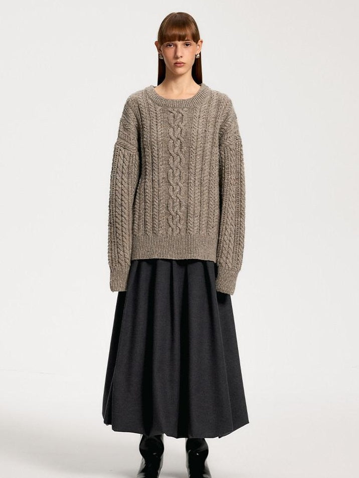 someonesometimes Recycled Blend Commuter Loose Fit Round Neck Knit Pullover Women Sweaters