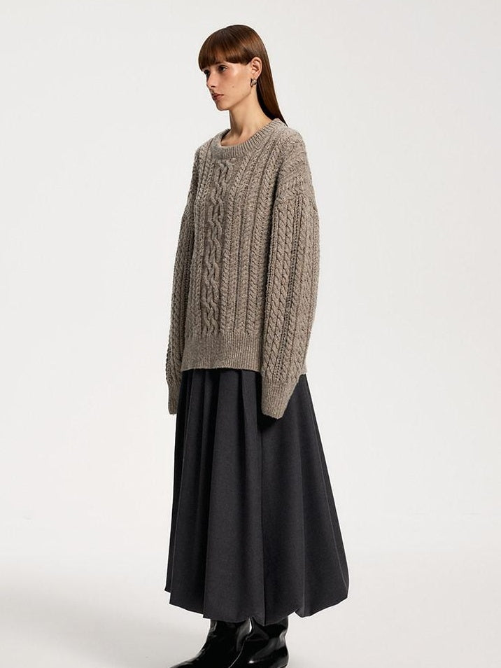 someonesometimes Recycled Blend Commuter Loose Fit Round Neck Knit Pullover Women Sweaters