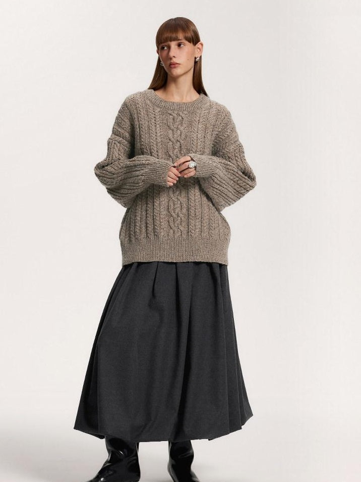 someonesometimes Recycled Blend Commuter Loose Fit Round Neck Knit Pullover Women Sweaters