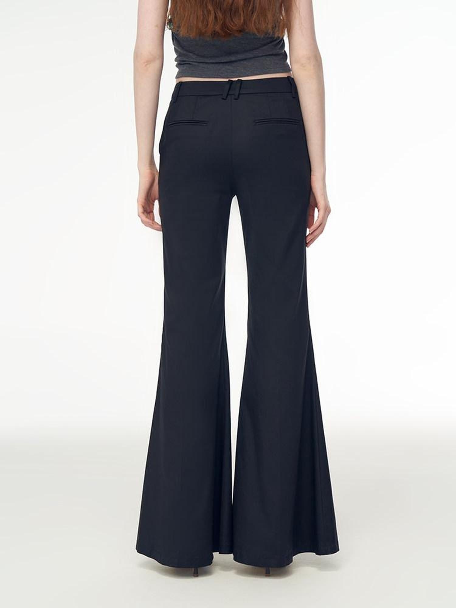 someonesometimes Recycled Stretch Office Low Waist Subtle Flare Women Black Flared Pants