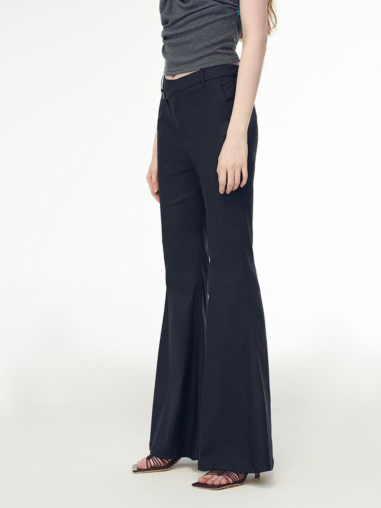 someonesometimes Recycled Stretch Office Low Waist Subtle Flare Women Black Flared Pants