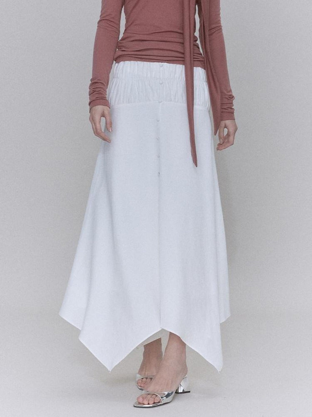 someonesometimes Recycled Viscose Linen Blend High Waist Asymmetric A Line Women Maxi Skirts
