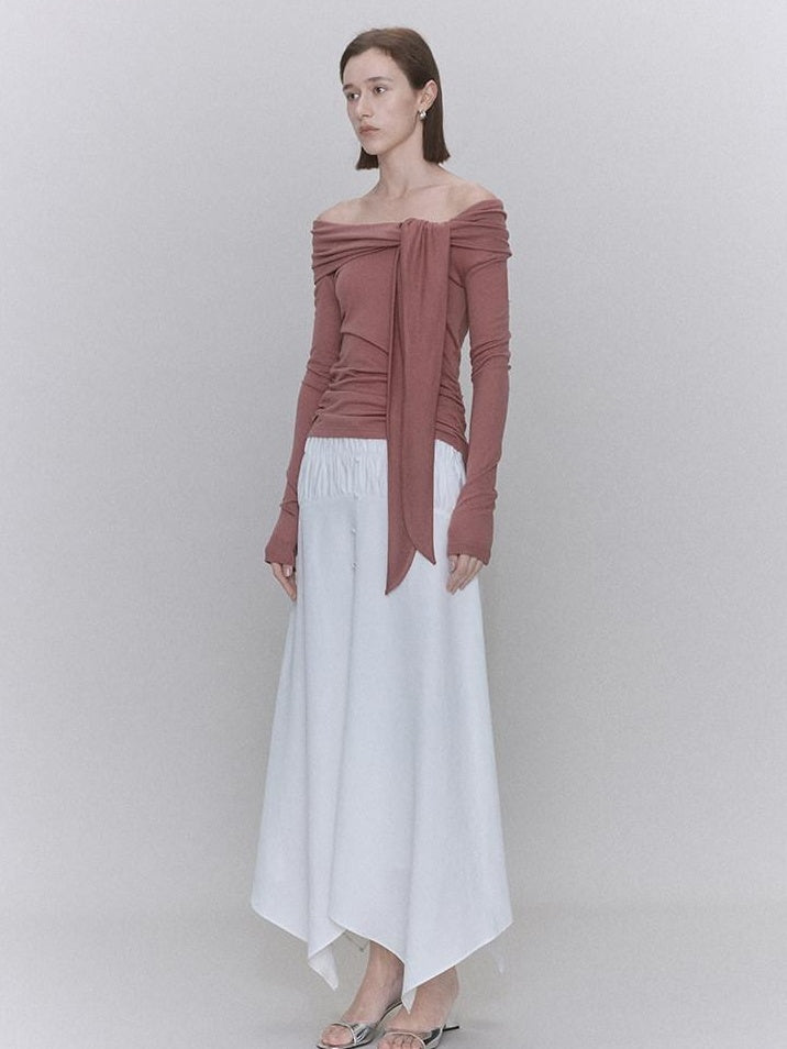 someonesometimes Recycled Viscose Linen Blend High Waist Asymmetric A Line Women Maxi Skirts