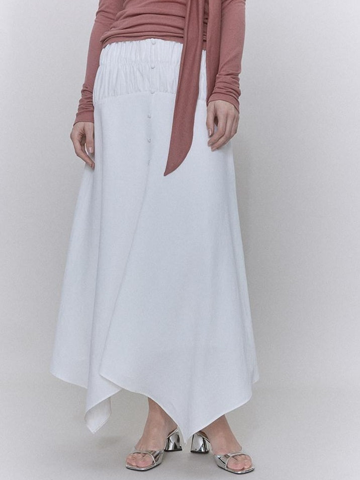 someonesometimes Recycled Viscose Linen Blend High Waist Asymmetric A Line Women Maxi Skirts