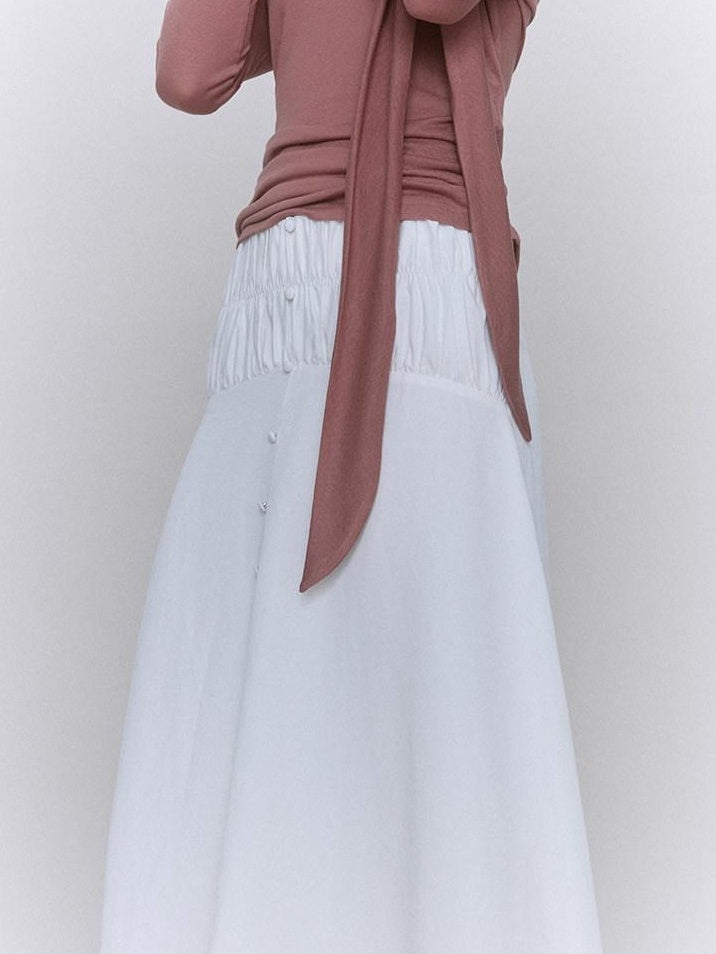 someonesometimes Recycled Viscose Linen Blend High Waist Asymmetric A Line Women Maxi Skirts