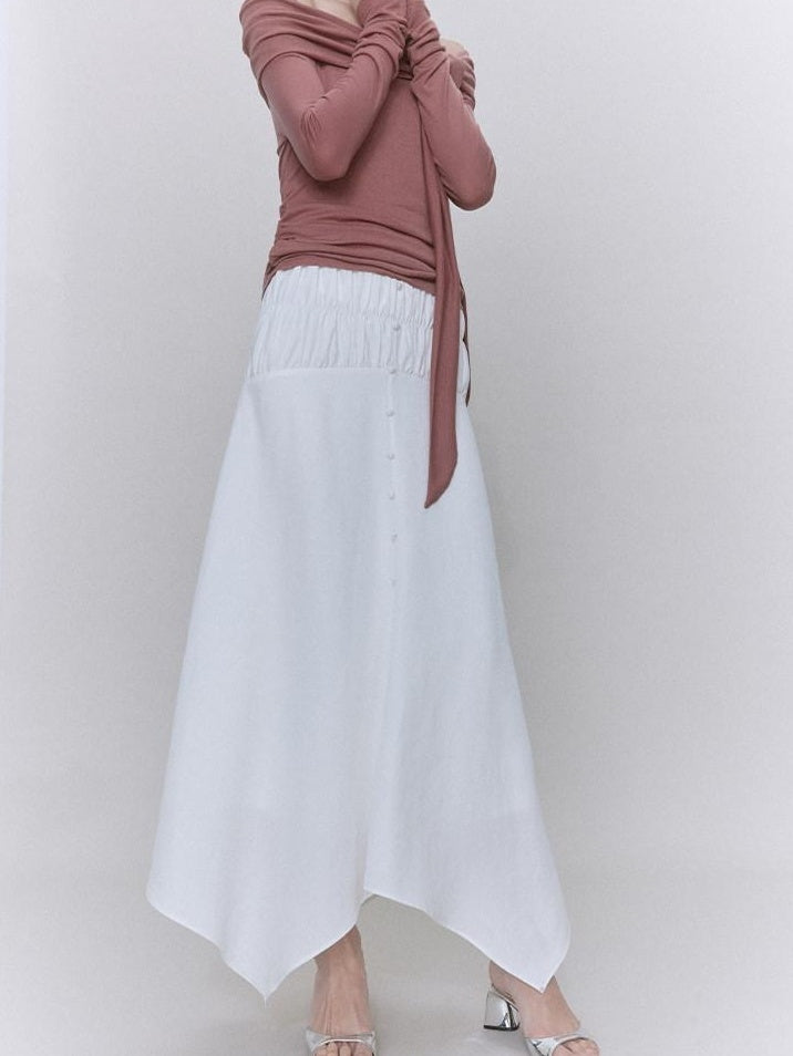 someonesometimes Recycled Viscose Linen Blend High Waist Asymmetric A Line Women Maxi Skirts