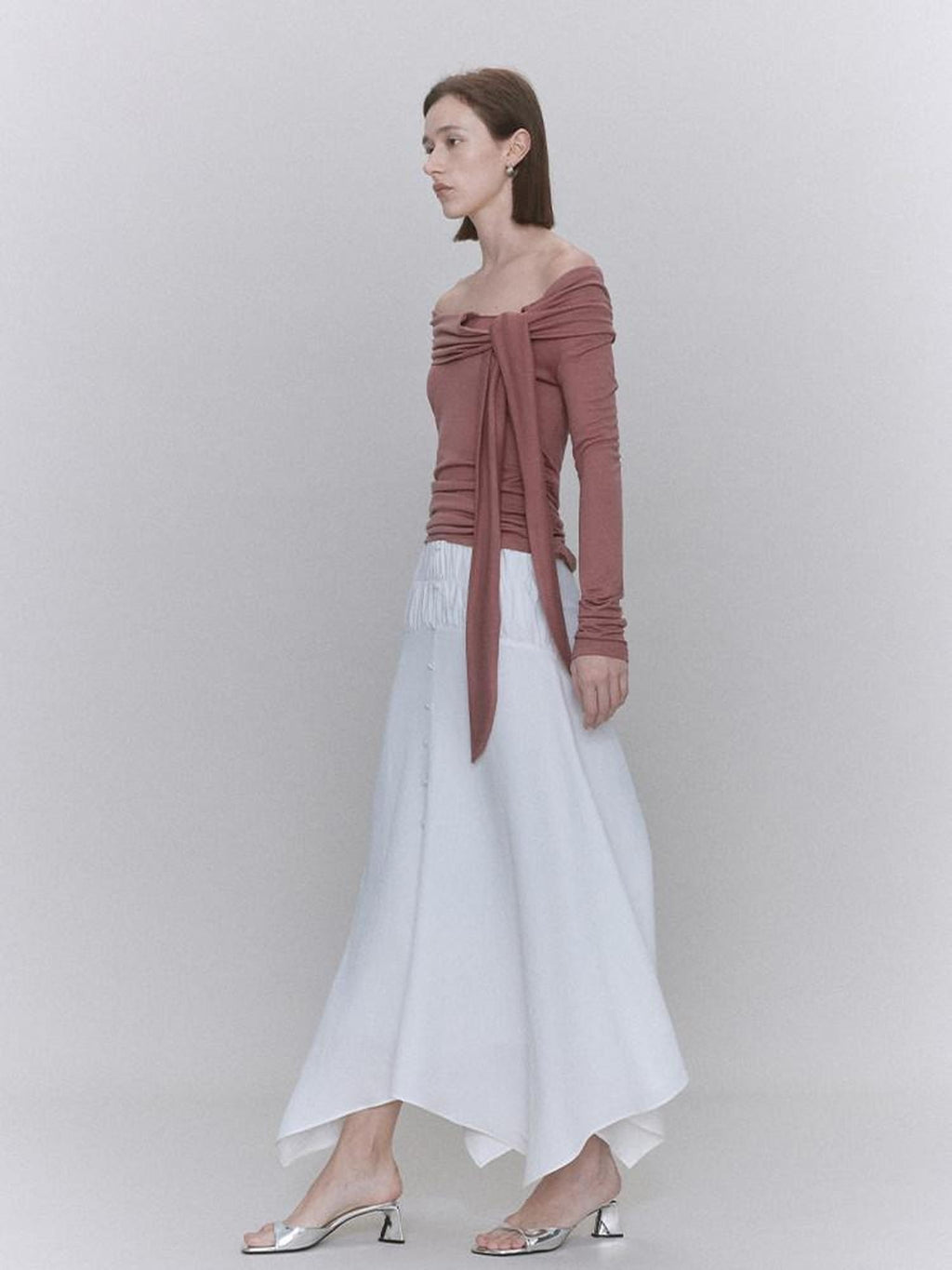 someonesometimes Recycled Viscose Linen Blend High Waist Asymmetric A Line Women Maxi Skirts