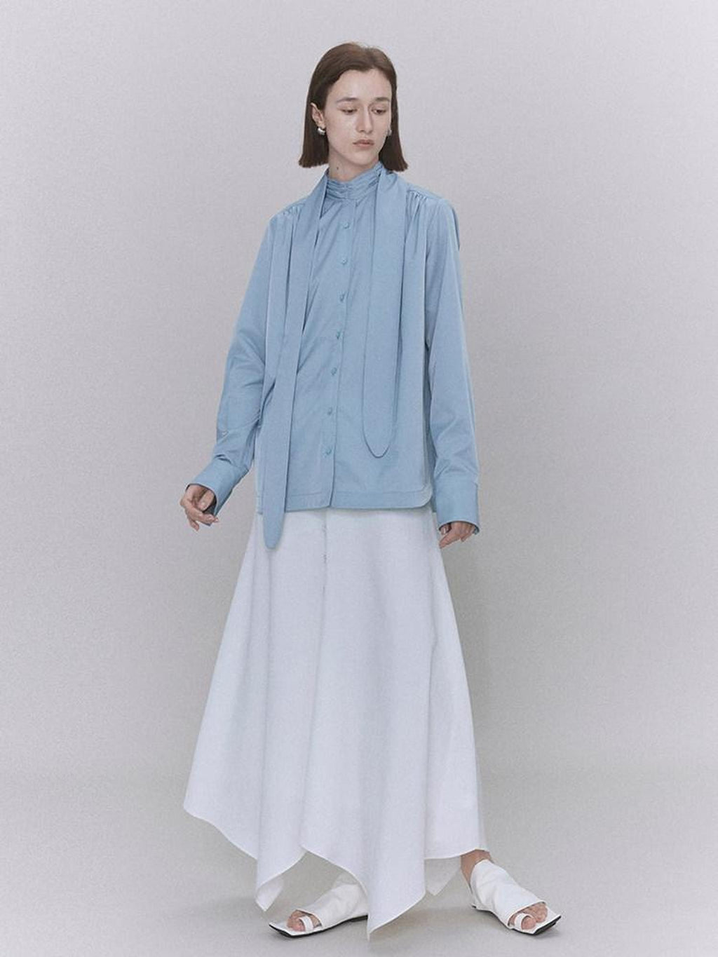 someonesometimes Recycled Viscose Linen Blend High Waist Asymmetric A Line Women Maxi Skirts