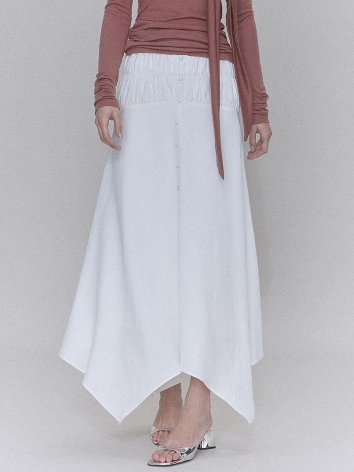 someonesometimes Recycled Viscose Linen Blend High Waist Asymmetric A Line Women Maxi Skirts