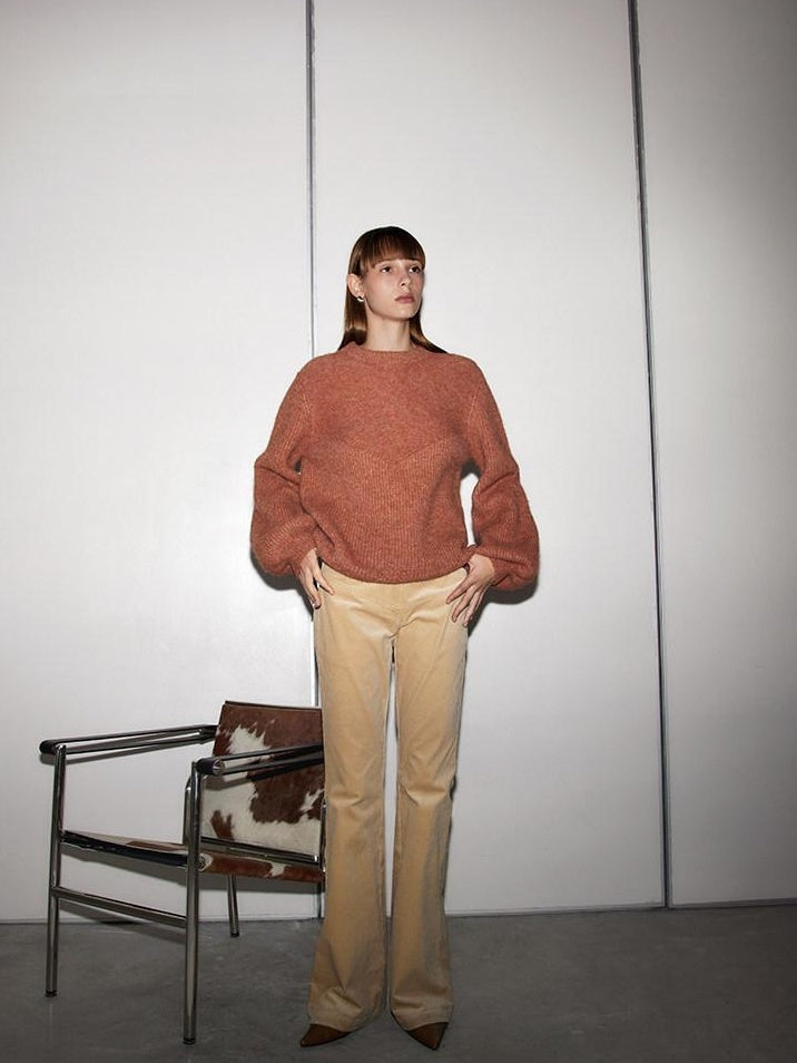 someonesometimes Recycled Viscose Wool Blend Commuter Crew Neck Pullover Cream Sweaters