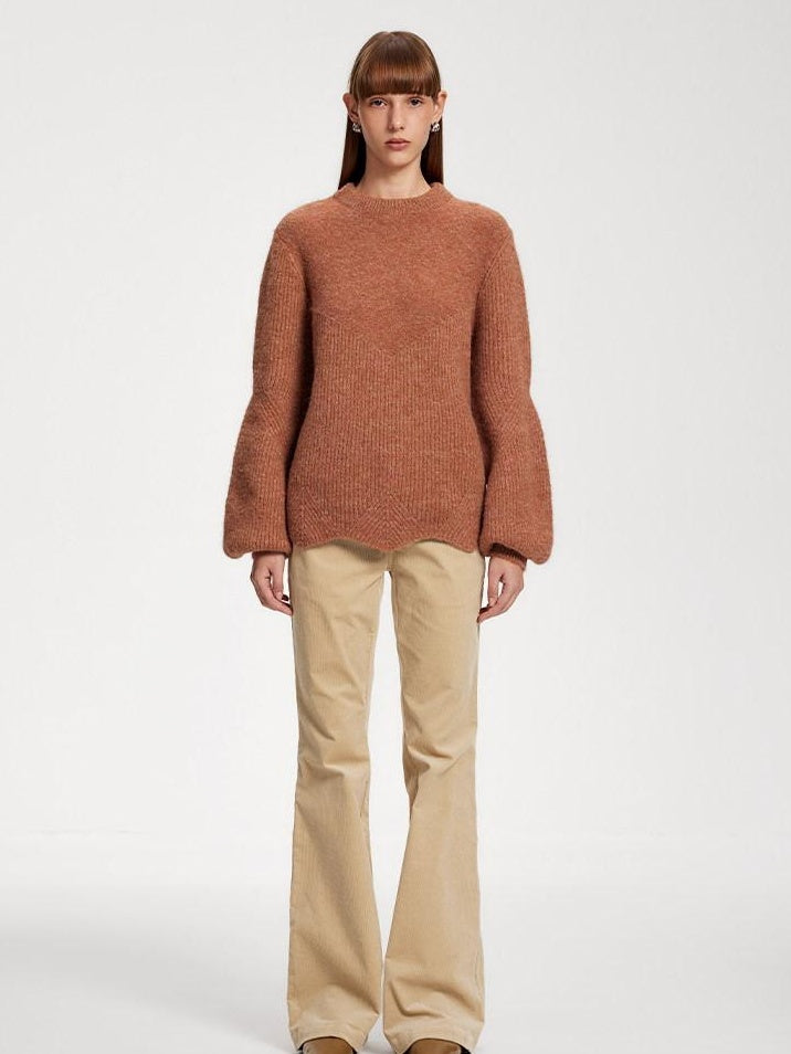 someonesometimes Recycled Viscose Wool Blend Commuter Crew Neck Pullover Cream Sweaters