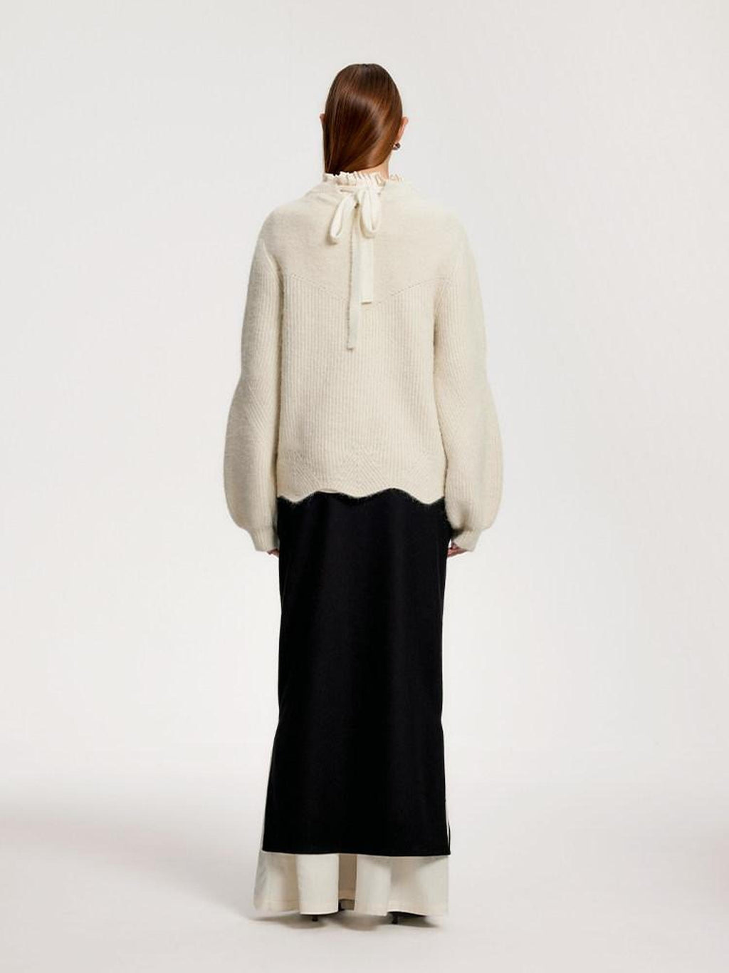 someonesometimes Recycled Viscose Wool Blend Commuter Crew Neck Pullover Cream Sweaters
