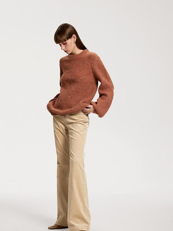 someonesometimes Recycled Viscose Wool Blend Commuter Crew Neck Pullover Cream Sweaters