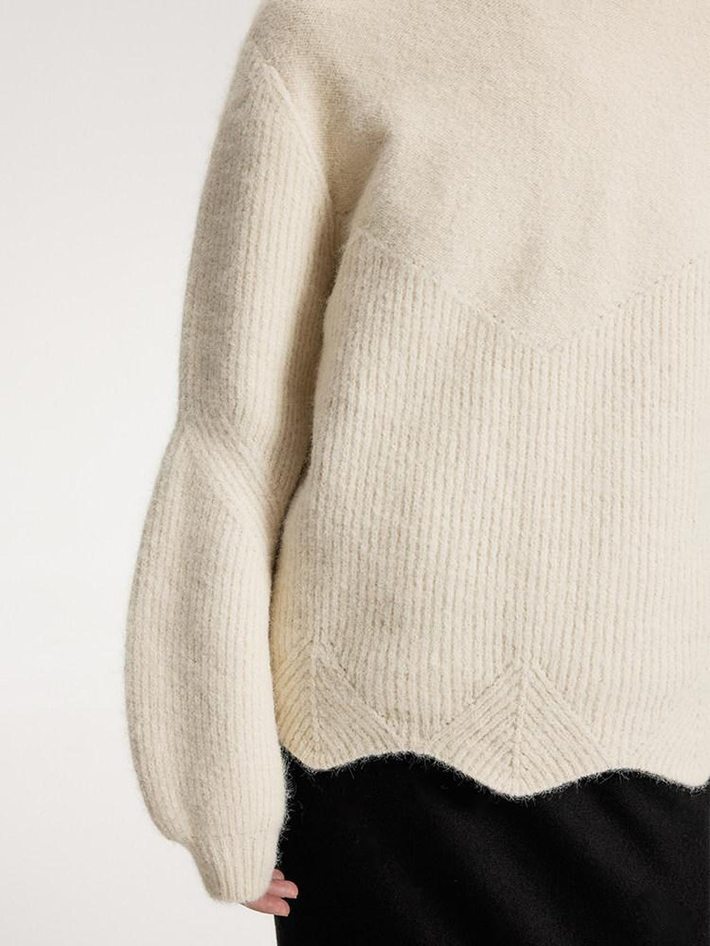 someonesometimes Recycled Viscose Wool Blend Commuter Crew Neck Pullover Cream Sweaters