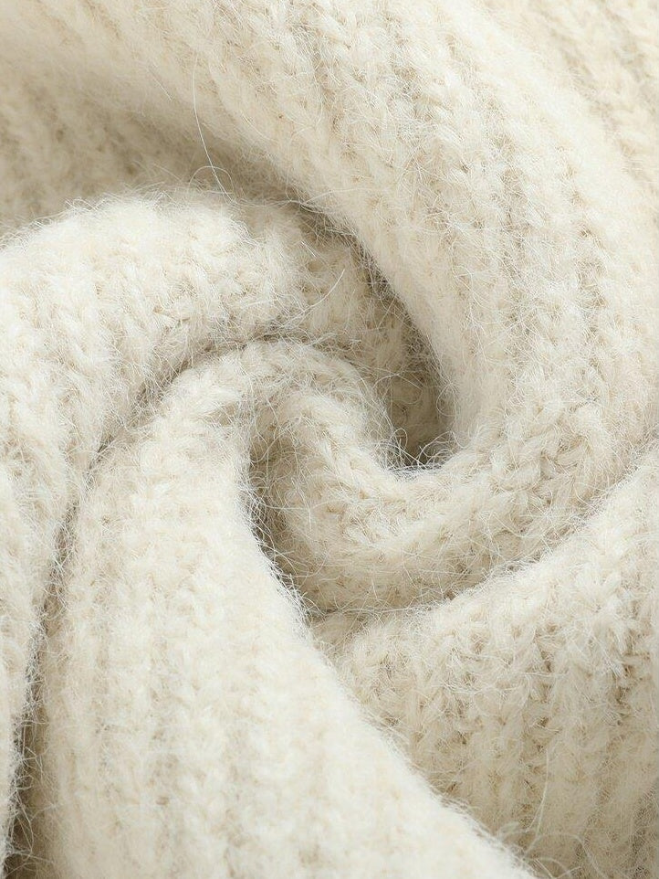 someonesometimes Recycled Viscose Wool Blend Commuter Crew Neck Pullover Cream Sweaters
